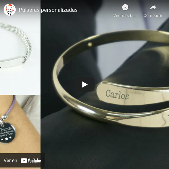 Vídeo Pulsera perlas con medalla de plata grabada
