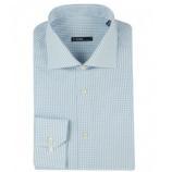 Camisa a cuadros azul cuello franc�s con iniciale