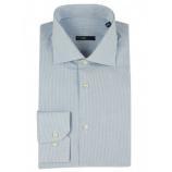 Camisa azul cuadritos cuello franc�s con inicial