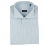 Camisa azul cuello franc�s con iniciales