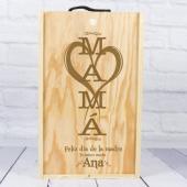 Caja botella de vino MAMÁ personalizada