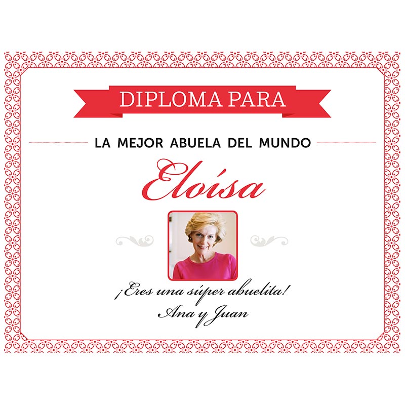 Regalos personalizados: Diseño y decoración: Diploma para la mejor abuela con foto