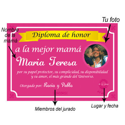 Regalos personalizados: Regalos con fotos: Diploma para la mejor Madre con foto
