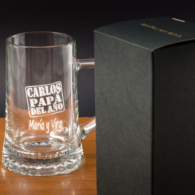 Regalos personalizados: Cristalería personalizada: Jarra de cerveza para el padre del año