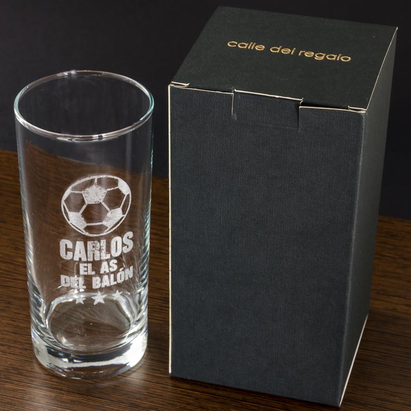 Regalos personalizados: Cristalería personalizada: Vaso de whisky alto para el as del balón 