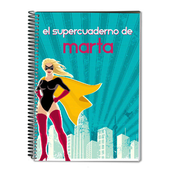 Regalos personalizados: Cuadernos: Cuaderno Superheroína personalizado