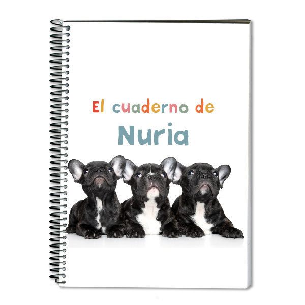 Regalos personalizados: Cuadernos: Cuaderno tres perritos personalizado