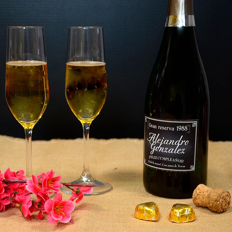 Regalos personalizados: Bebidas personalizadas: Botella de champán Gran Reserva 