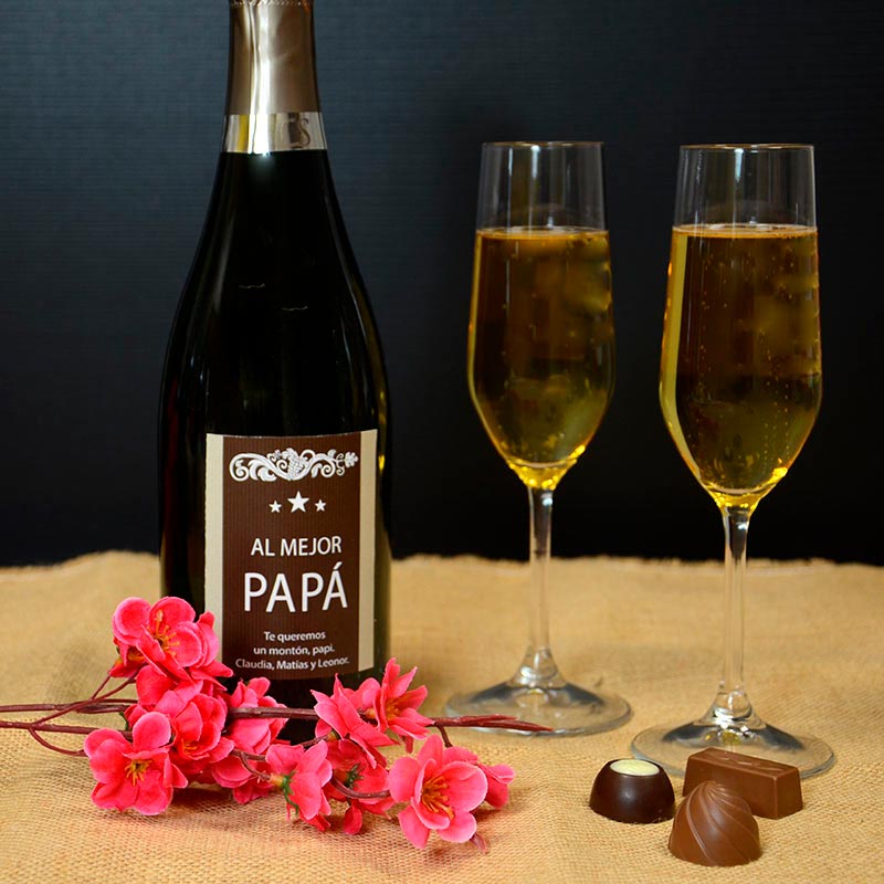 Regalos personalizados: Bebidas personalizadas: Botella de champán al mejor papá