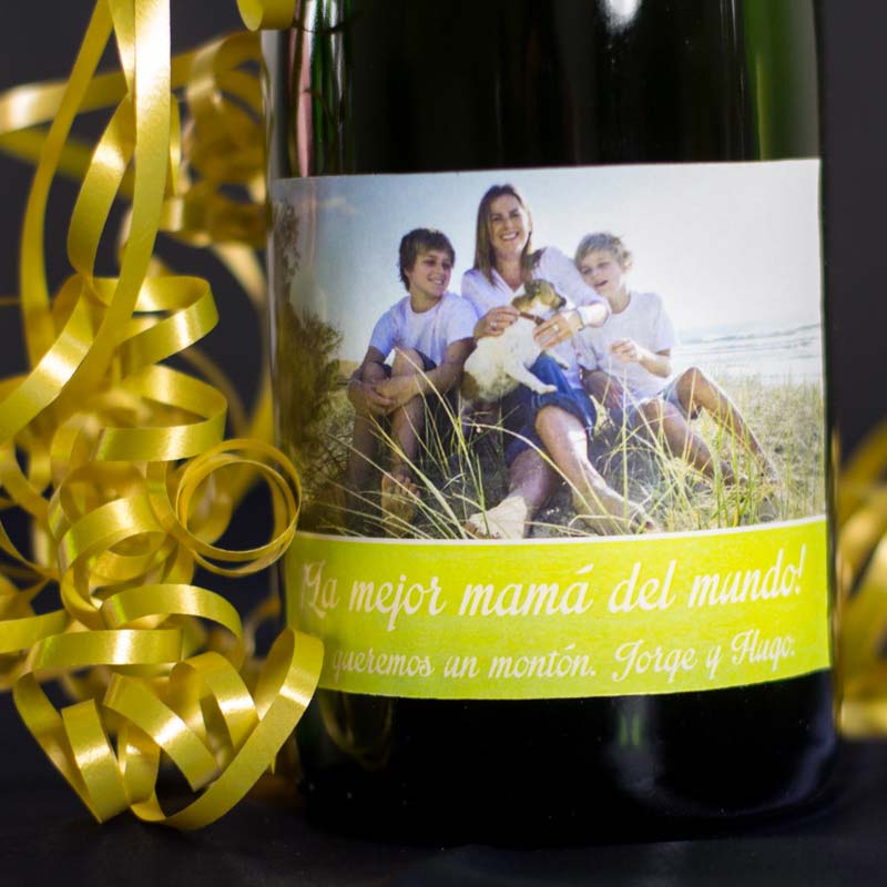 Regalos personalizados: Bebidas personalizadas: Botella de champán para madre