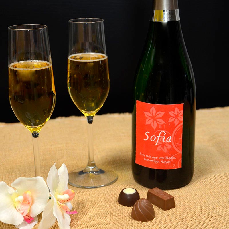 Regalos personalizados: Bebidas personalizadas: Botella de champán para mujer