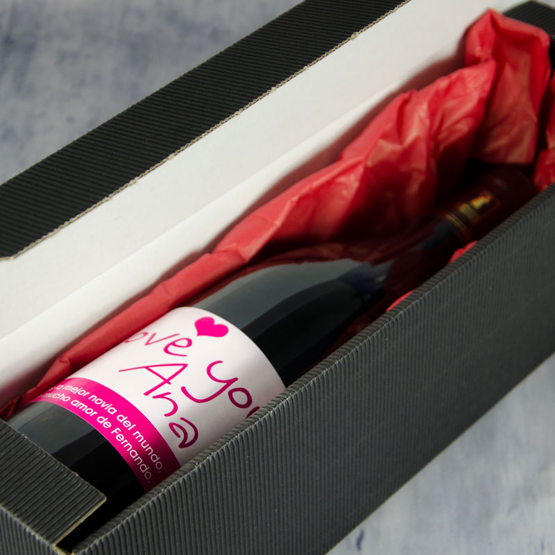 Regalos personalizados: Bebidas personalizadas: Botella de vino "I love you"