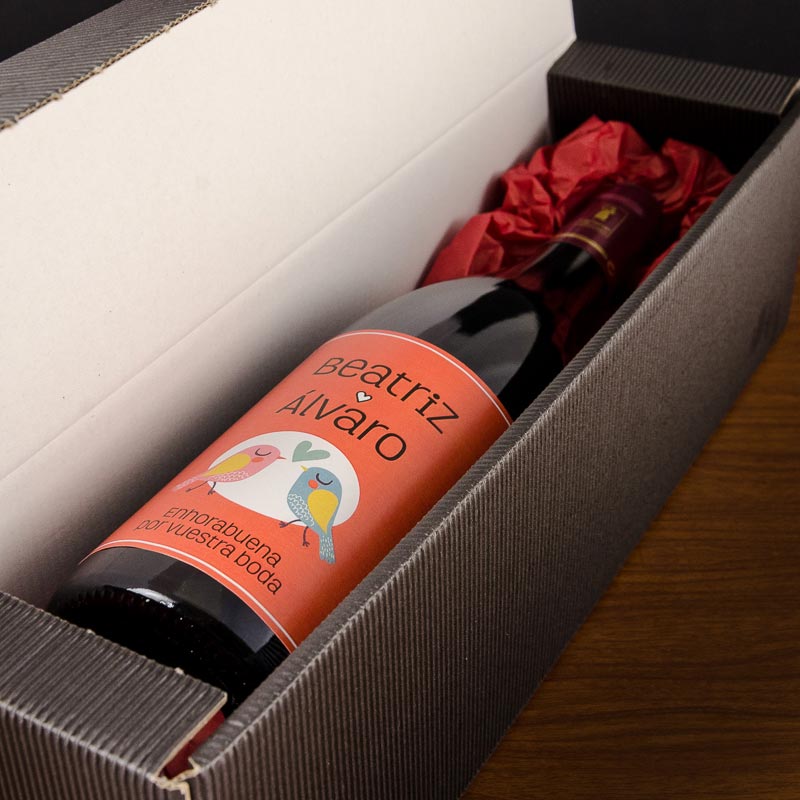 Regalos personalizados: Bebidas personalizadas: Botella de vino para bodas