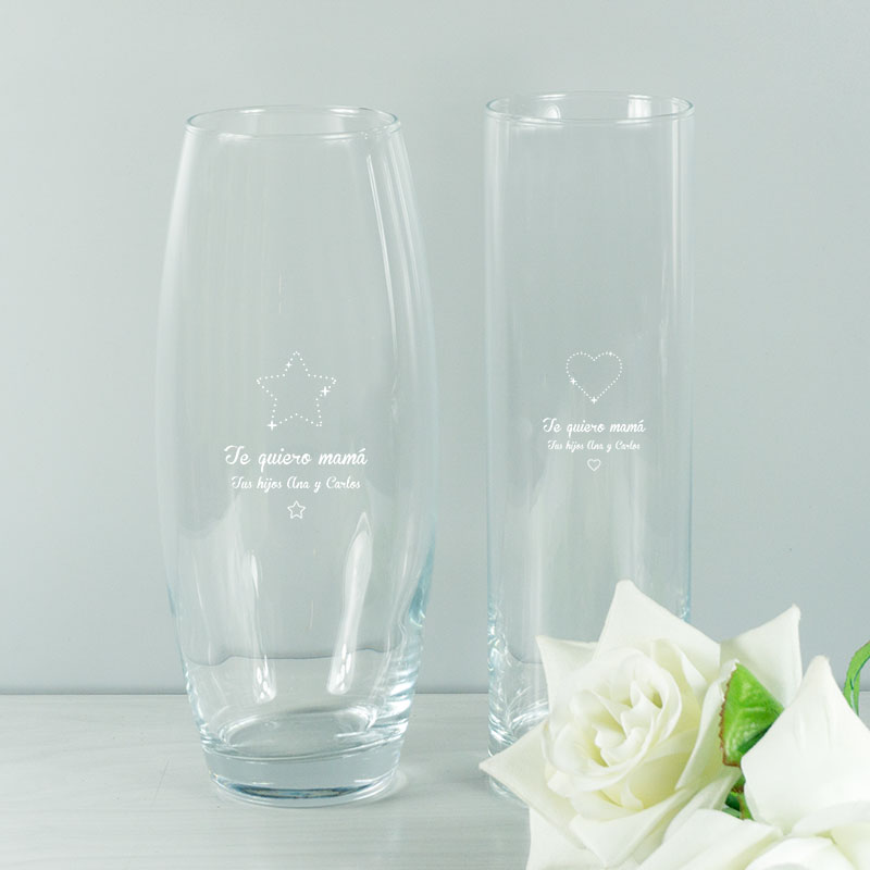 Regalos personalizados: Cristalería personalizada: Florero personalizado para madre