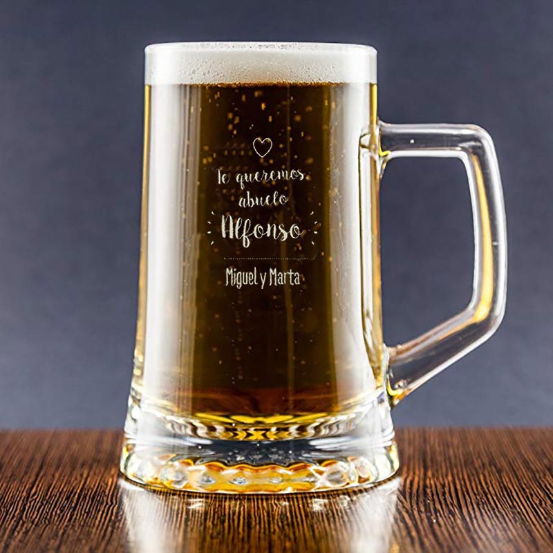 Regalos personalizados: Cristalería personalizada: Jarra de cerveza para abuelo