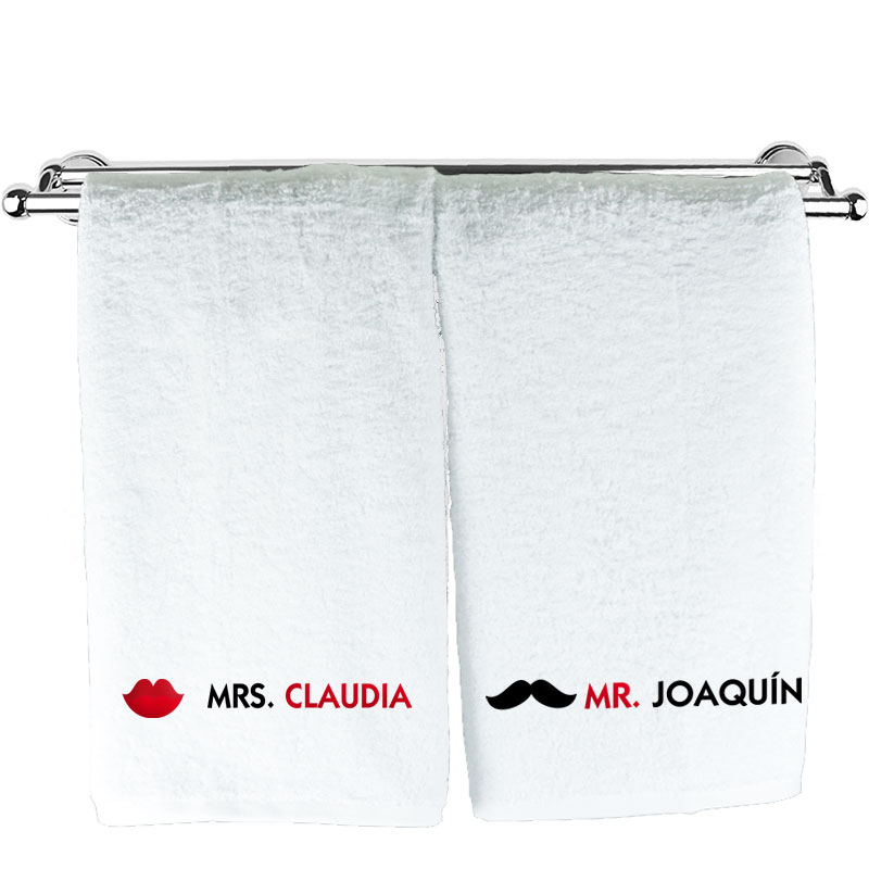 Regalos personalizados: Regalos bordados: Pack de toallas bordadas para parejas