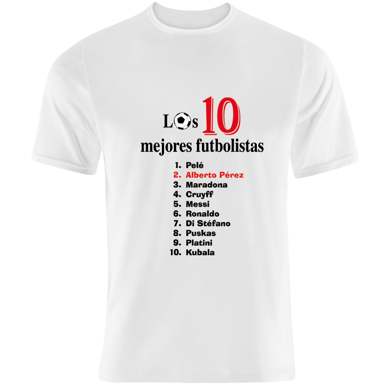 Regalos personalizados: Camisetas personalizadas: Camiseta personalizada 'Top 10 futbolistas'
