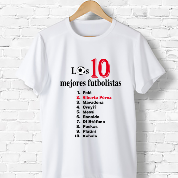 Regalos personalizados: Camisetas personalizadas: Camiseta personalizada 'Top 10 futbolistas'
