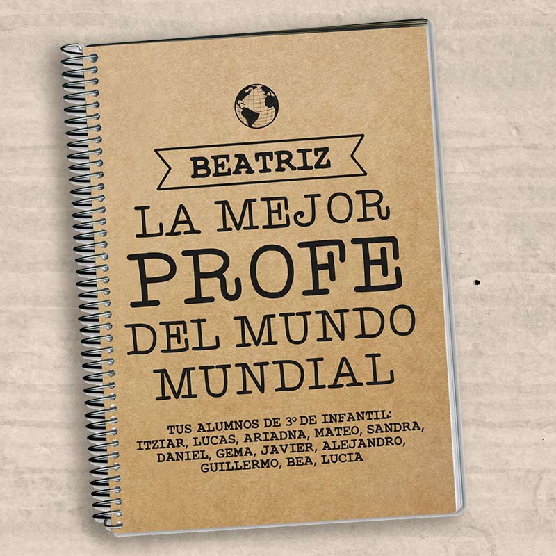 Regalos personalizados: Cuadernos: Cuaderno al mejor profe del mundo mundial