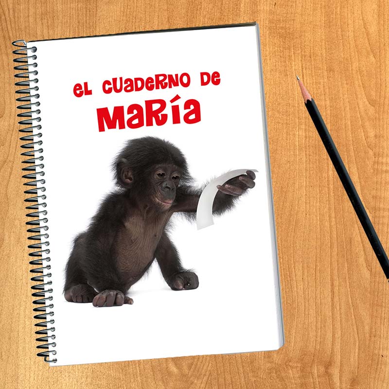 Regalos personalizados: Regalos con nombre: Cuaderno gorila lector