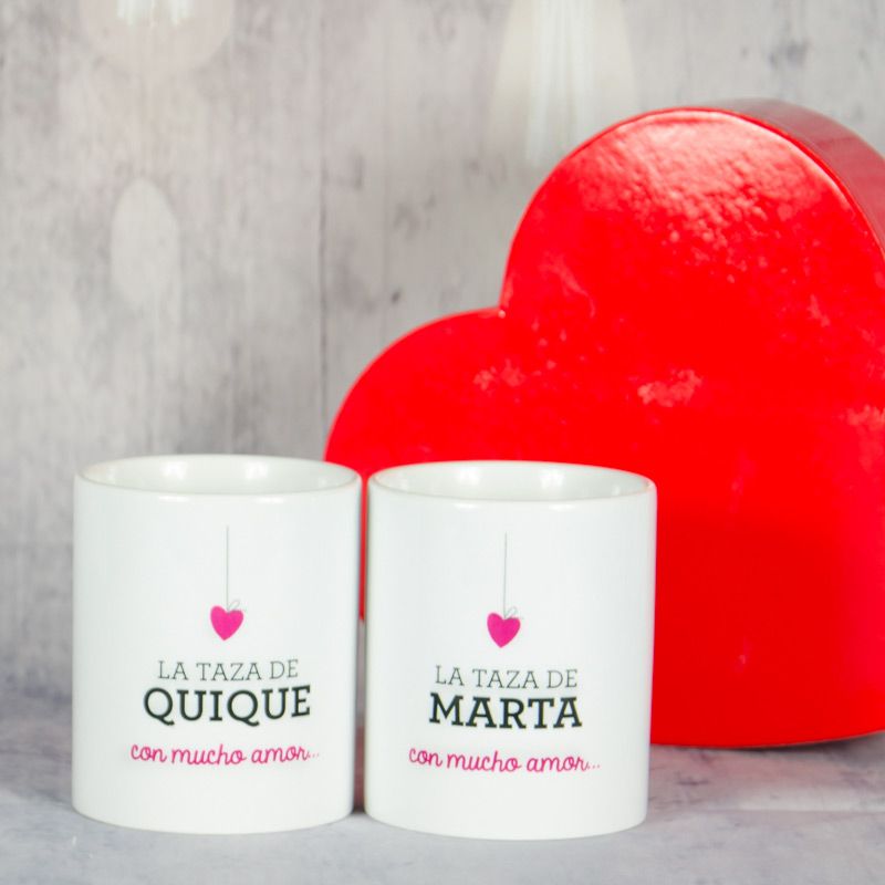 Regalos personalizados: Regalos con nombre: Pack de tazas San Valentín personalizadas