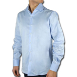 Camisa azul Slim cuello franc�s con iniciales
