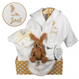 Regalos para Beb�s: Canastilla beb� con albornoz bordado