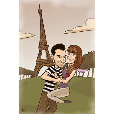 Regalos Cumplea�os para parejas: Retrato caricatura divertida pareja