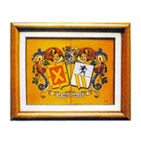 Dos escudos grabados en cer�mica r�stica