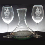 Regalos originales para Inauguraci�n de casa: Copas y decantador con dos escudos