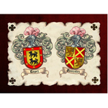 Regalos originales para Inauguraci�n de casa: L�mina con dos escudos en tabla de terciopelo