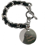 Nuestras Novedades: Pulsera de acero y cuero con chapa grabada