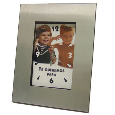 Reloj de sobremesa aluminio y madera negra 