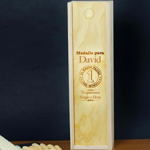 Regalos con nombre: Caja botella de vino para el mejor padre Regalos con nombre: Caja botella de vino para el mejor padre