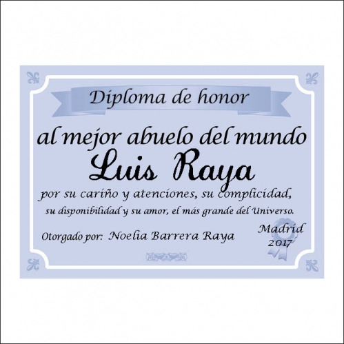 Diseño y decoración: Diploma al mejor abuelo del mundo Diseño y decoración: Diploma al mejor abuelo del mundo