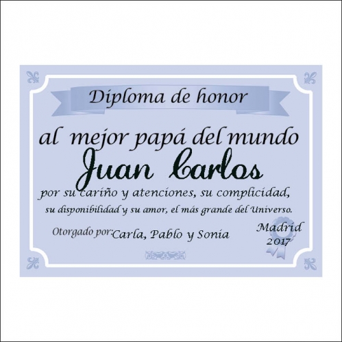 Diseño y decoración: Diploma al mejor padre del mundo Diseño y decoración: Diploma al mejor padre del mundo