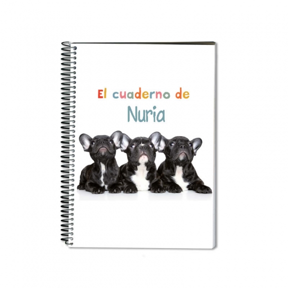 Regalos con nombre: Cuaderno tres perritos personalizado Regalos con nombre: Cuaderno tres perritos personalizado