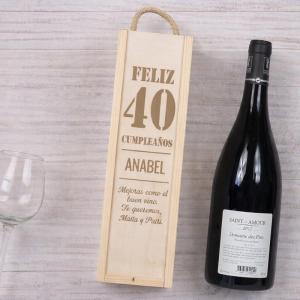 Caja botella de vino cumpleaños