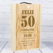 Caja botella de vino cumpleaños