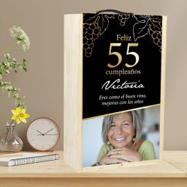 Caja madera personalizada para cumpleaños Caja madera personalizada para cumpleaños