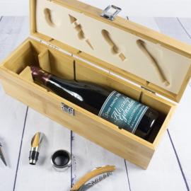 Caja sumiller Bambú grabada con vino personalizado Caja sumiller Bambú grabada con vino personalizado