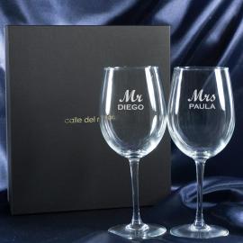 Copas de vino grabadas Mr y Mrs Copas de vino grabadas Mr y Mrs