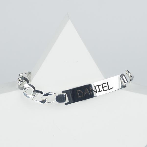 Esclava de plata para hombre grabada