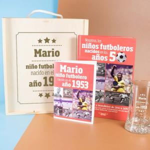 Kit futbolero con libro y jarra de cerveza personalizada
