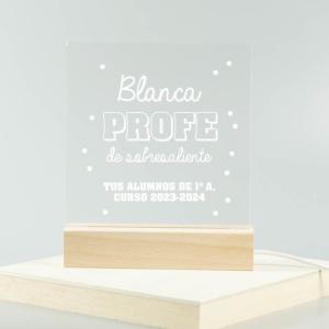 Lámpara led grabada 'Profe de sobresaliente'