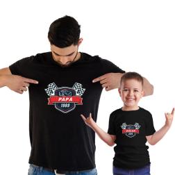 Pack camisetas negras personalizadas Padre e Hijo 'Carreras'