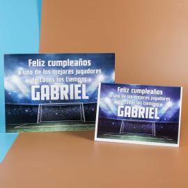 Tarjeta personalizada para cumpleaños de futbolero