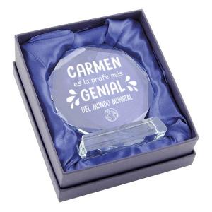 Trofeo de cristal personalizado 'Profe genial'