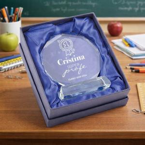 Trofeo de cristal personalizado 'Súper profe'