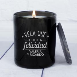Vela grabada 'Huele a felicidad' Vela grabada 'Huele a felicidad'
